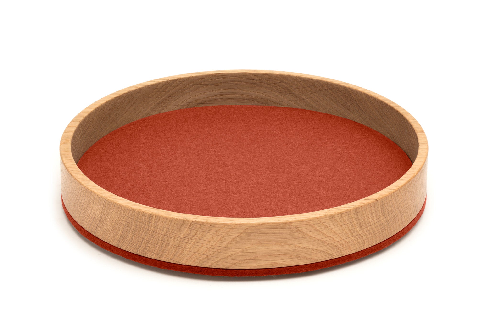 Rundes Tablett Bowl M von Hey-Sign aus Eichenholz und Wollfilz in der Farbe Iron