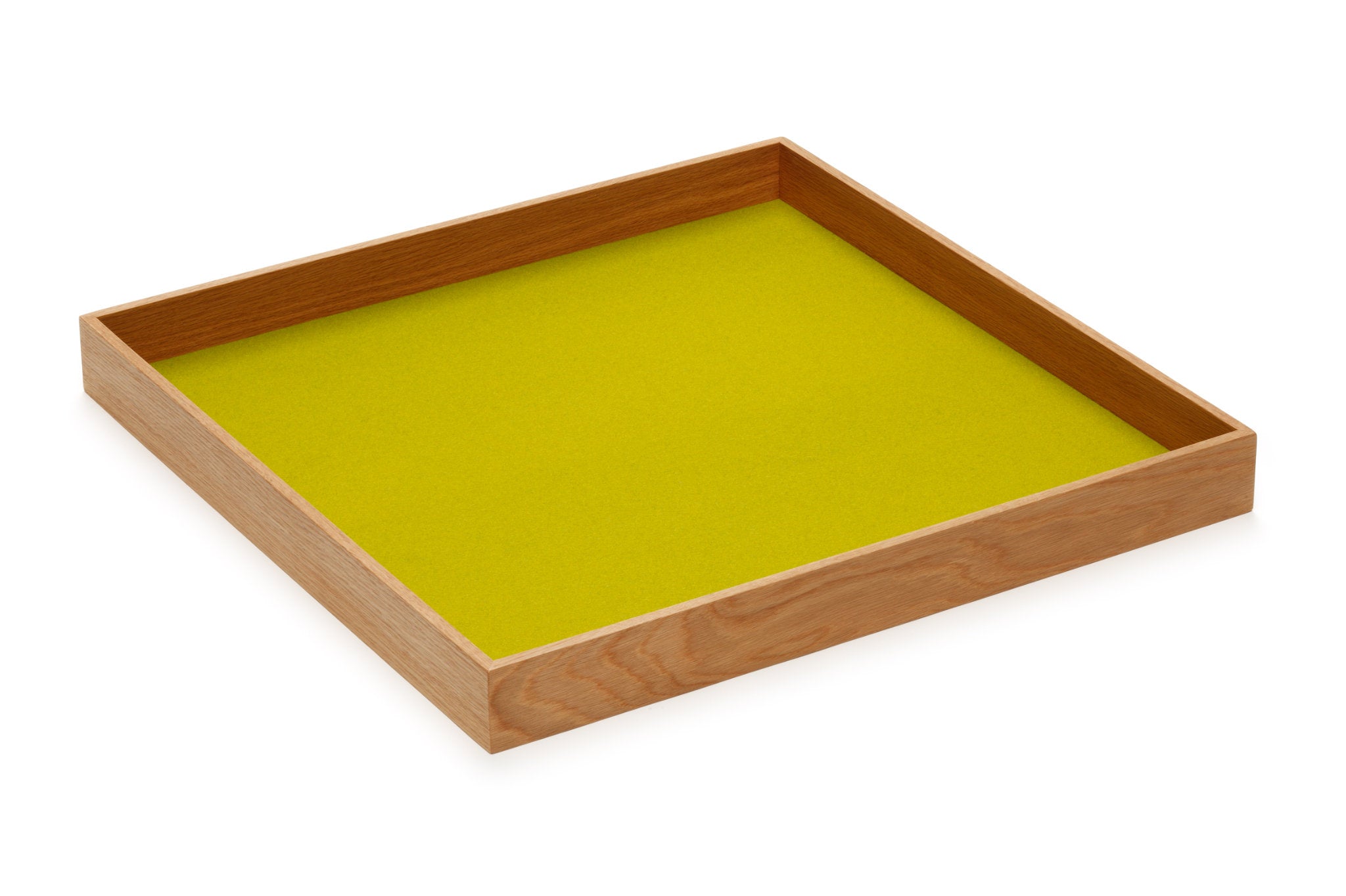 Hey-Sign quadratisches Tablett Tray aus Eiche mit Einlage aus Wollfilz in der Farbe Verde