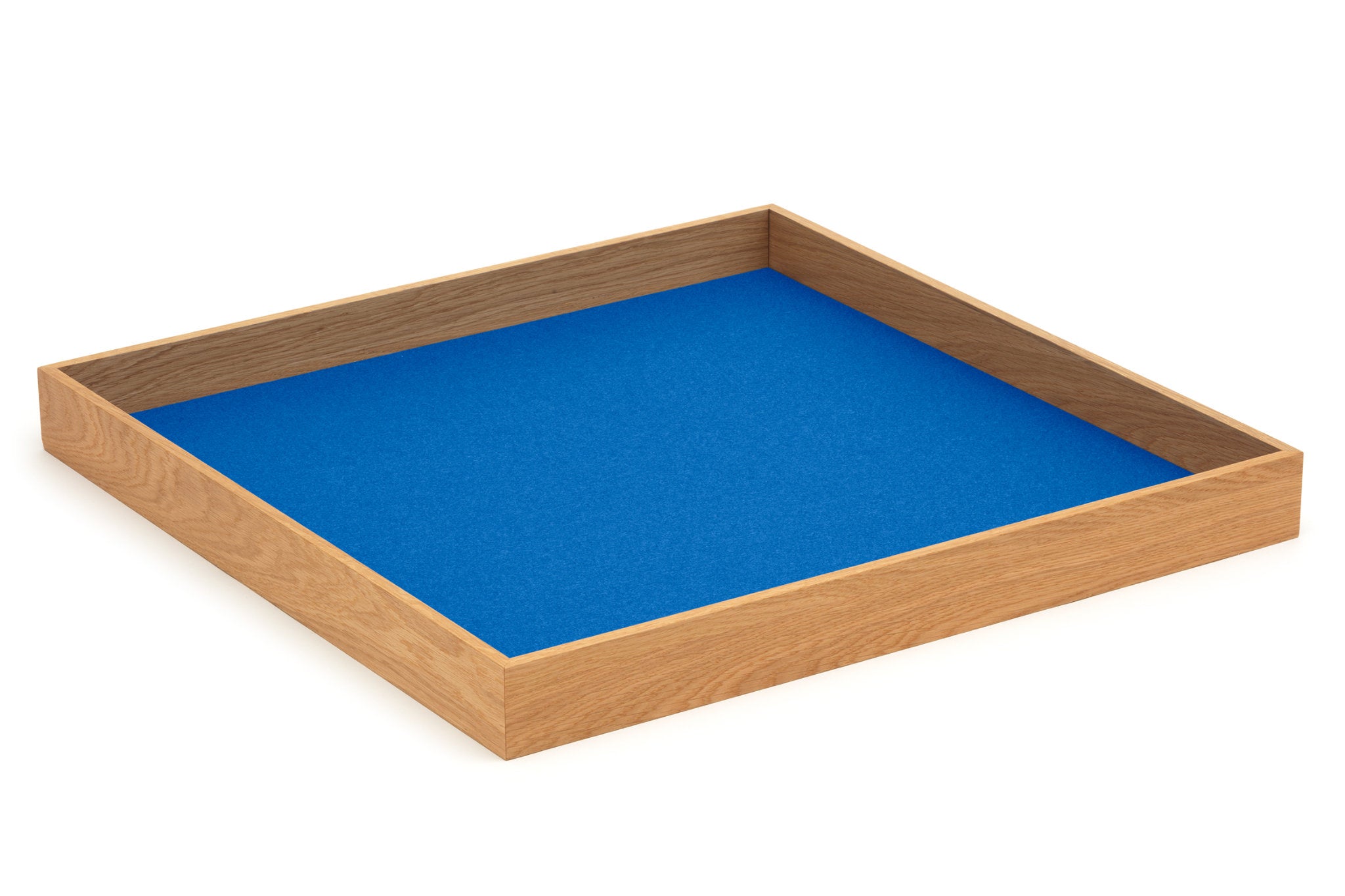 Hey-Sign quadratisches Tablett Tray aus Eiche mit Einlage aus Wollfilz in der Farbe Blau