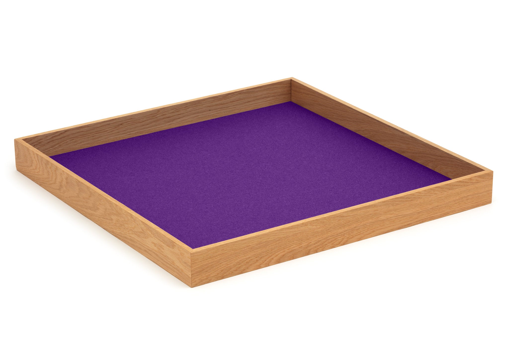 Hey-Sign quadratisches Tablett Tray aus Eiche mit Einlage aus Wollfilz in der Farbe Violett