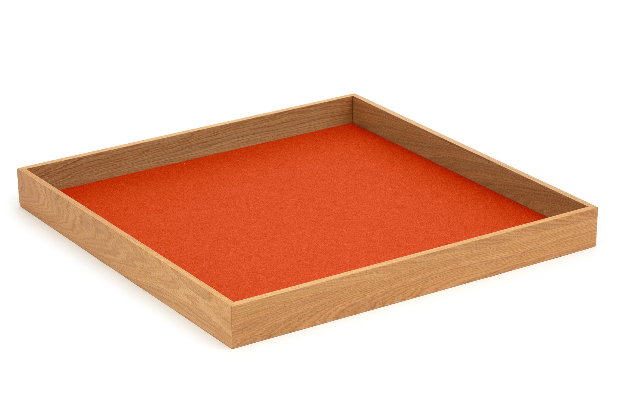 Hey-Sign quadratisches Tablett Tray aus Eiche mit Einlage aus Wollfilz in der Farbe Mango