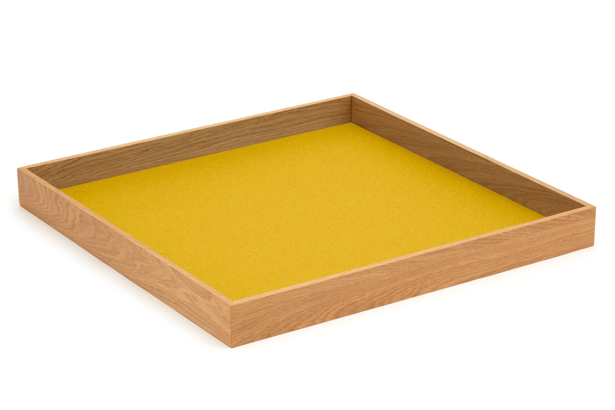 Hey-Sign quadratisches Tablett Tray aus Eiche mit Einlage aus Wollfilz in der Farbe Curry