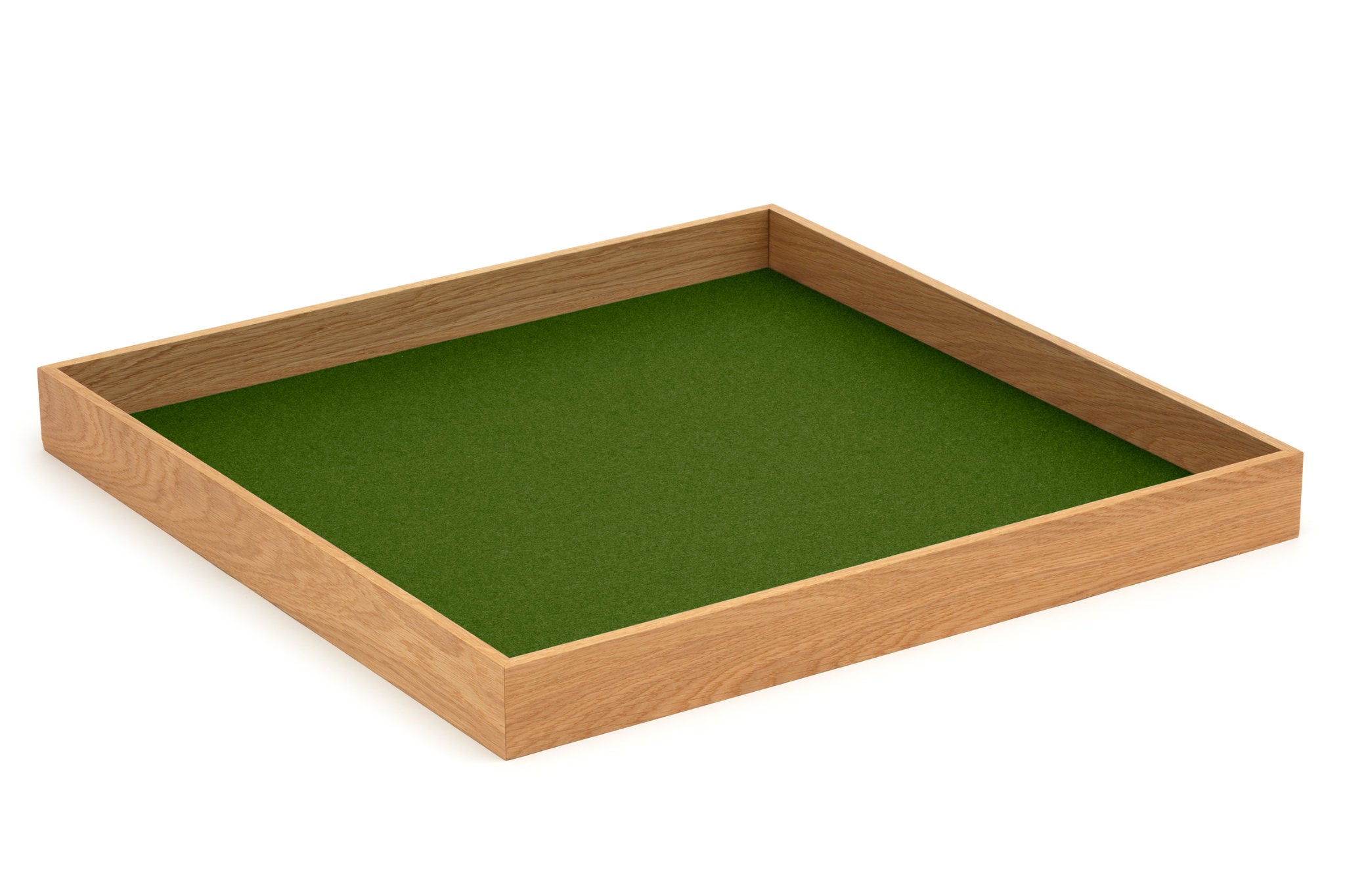 Hey-Sign quadratisches Tablett Tray aus Eiche mit Einlage aus Wollfilz in der Farbe Olive