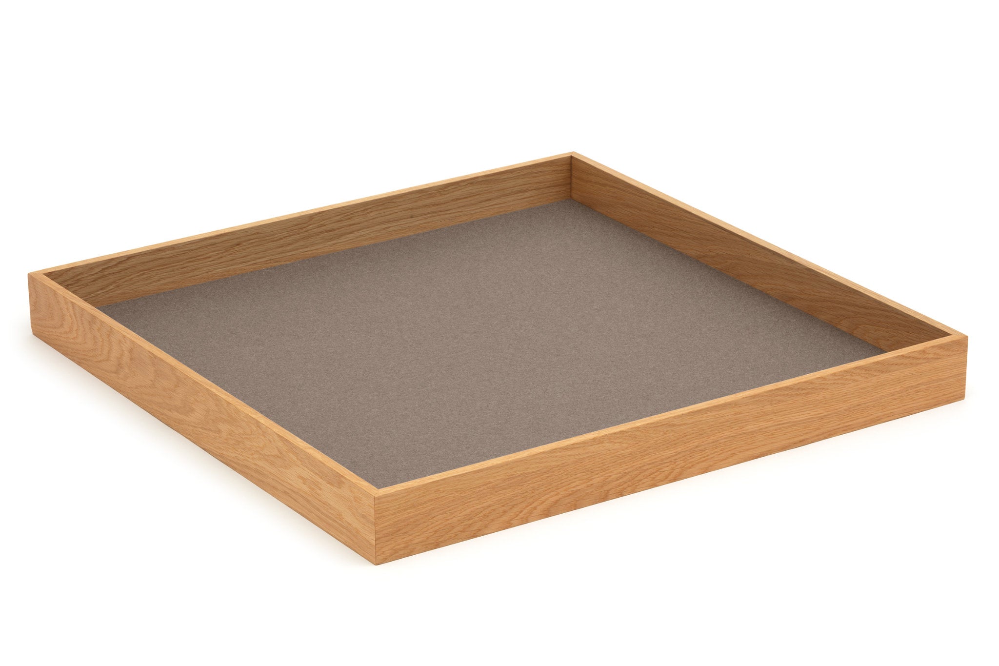 Hey-Sign quadratisches Tablett Tray aus Eiche mit Einlage aus Wollfilz in der Farbe Taupe