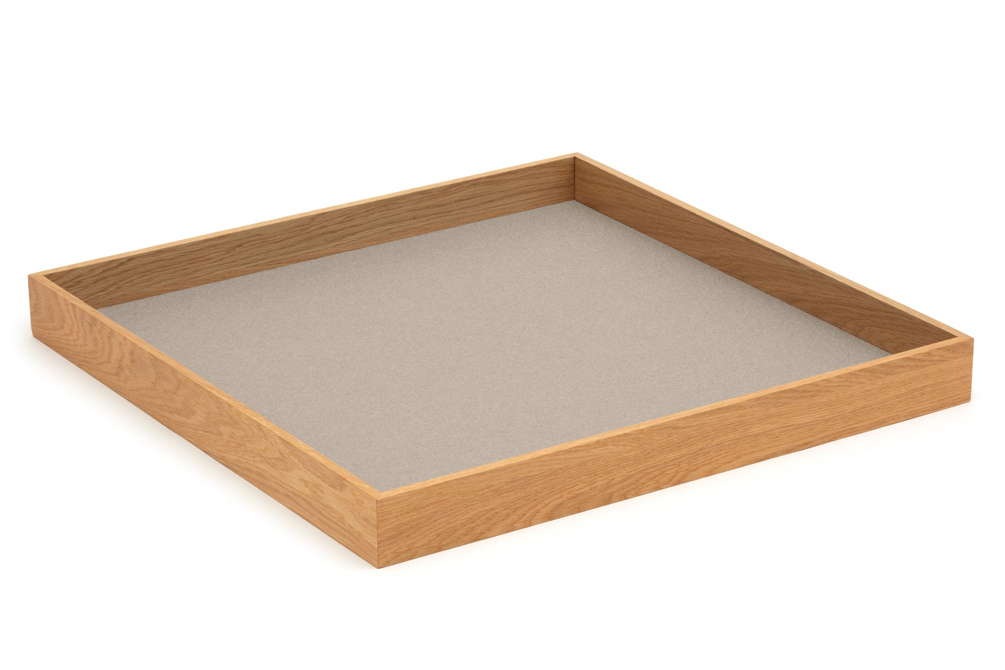 Hey-Sign quadratisches Tablett Tray aus Eiche mit Einlage aus Wollfilz in der Farbe Stone