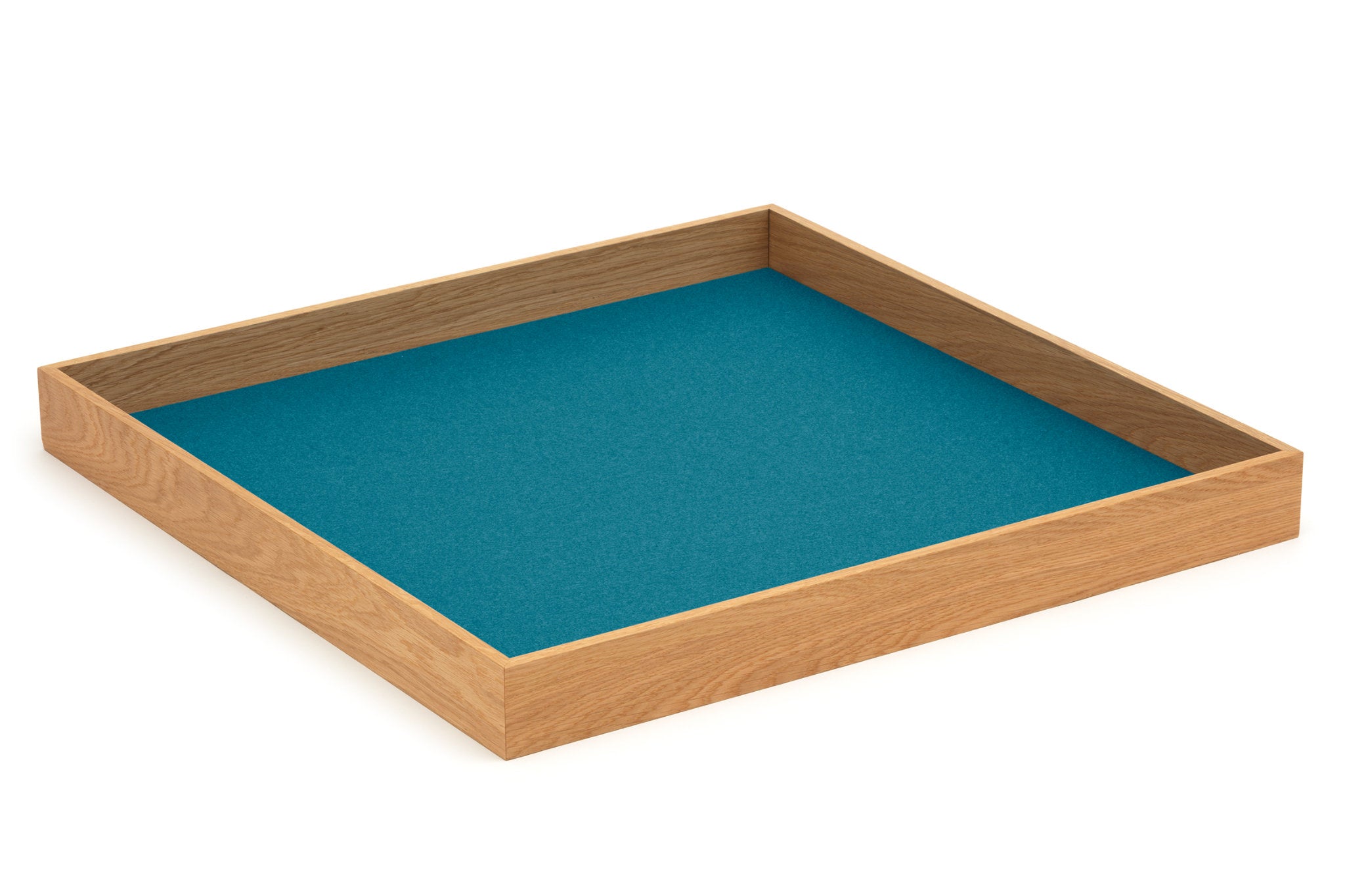 Hey-Sign quadratisches Tablett Tray aus Eiche mit Einlage aus Wollfilz in der Farbe Deep Water