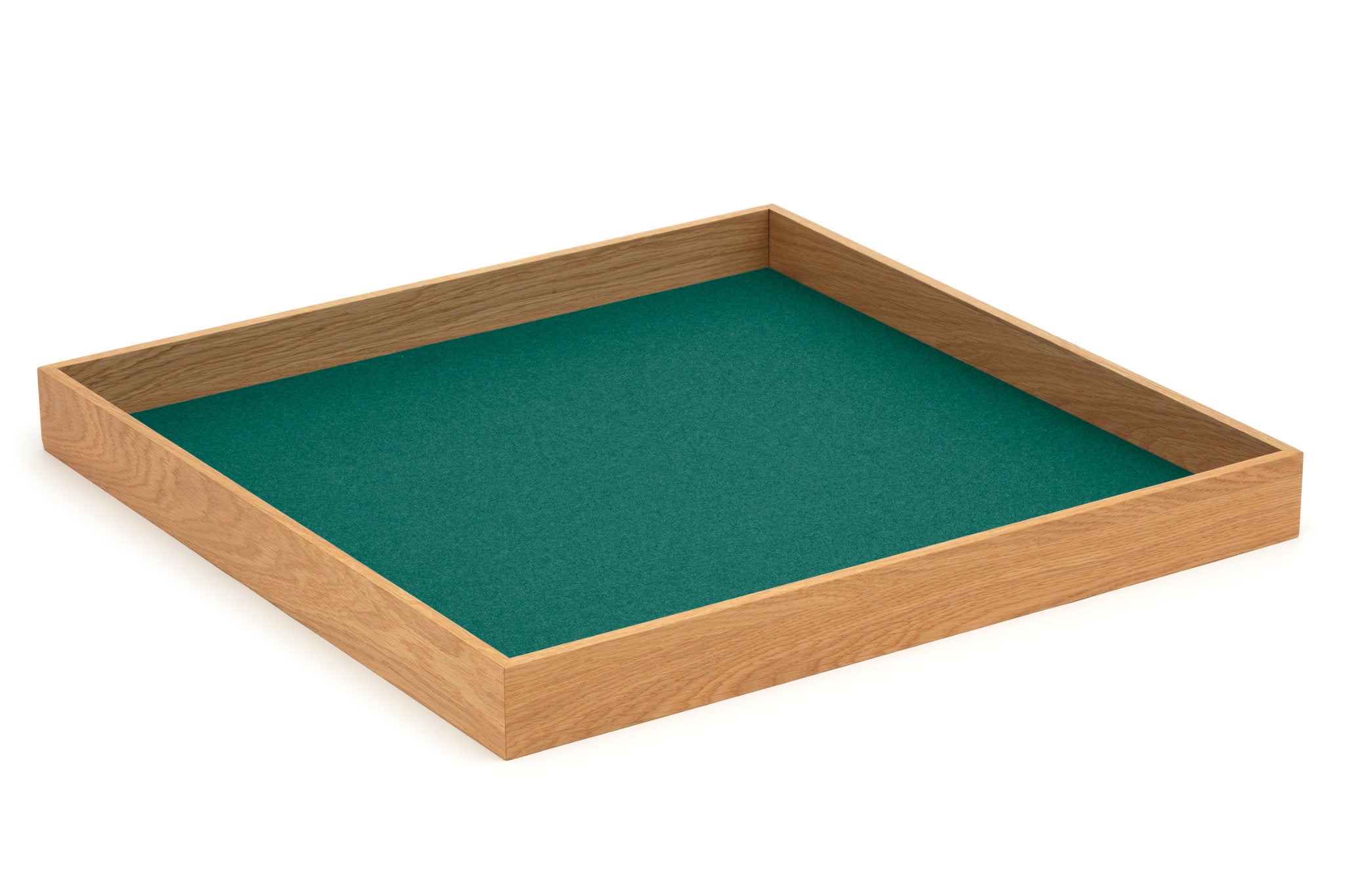 Hey-Sign quadratisches Tablett Tray aus Eiche mit Einlage aus Wollfilz in der Farbe Jade