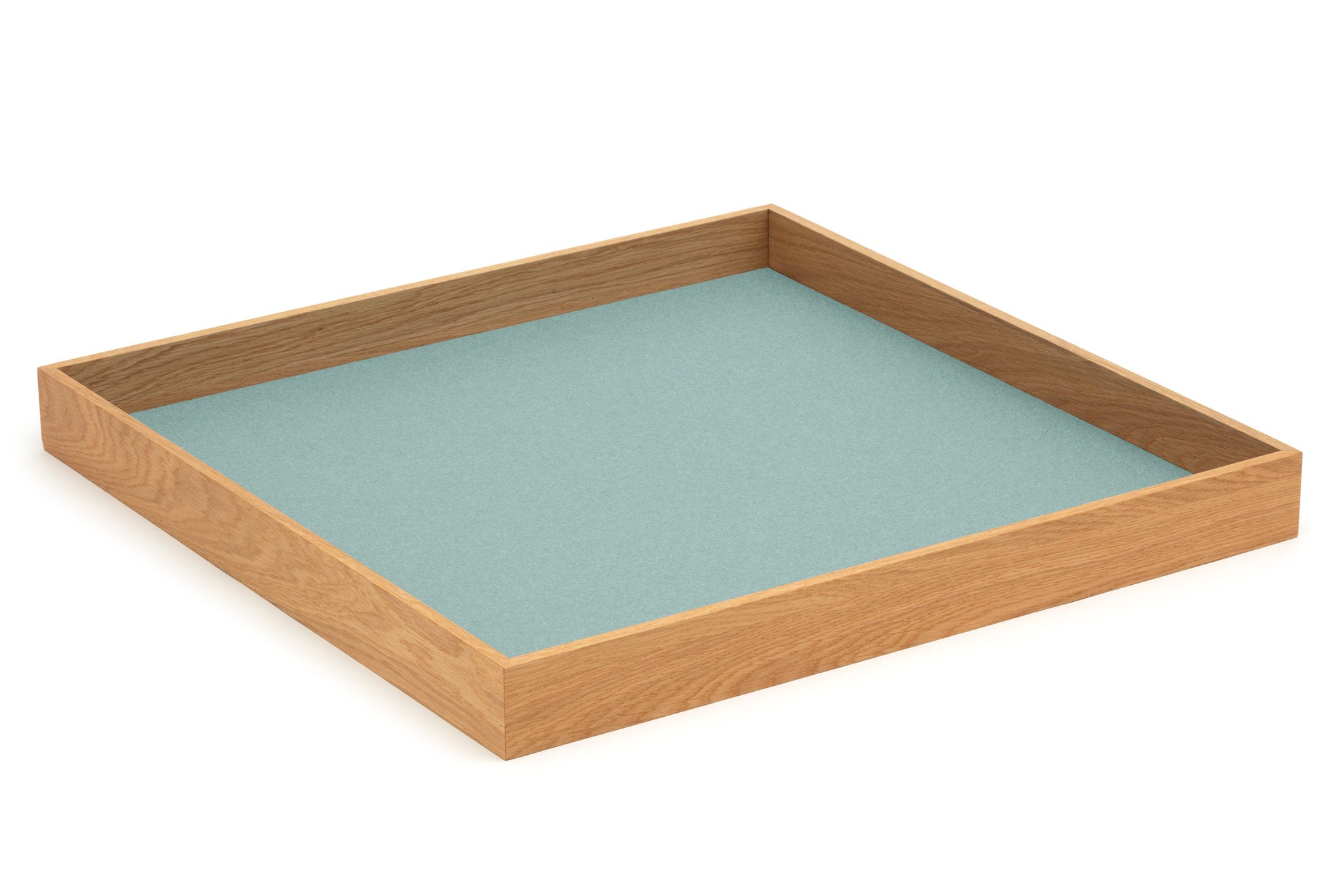 Hey-Sign quadratisches Tablett Tray aus Eiche mit Einlage aus Wollfilz in der Farbe Aqua