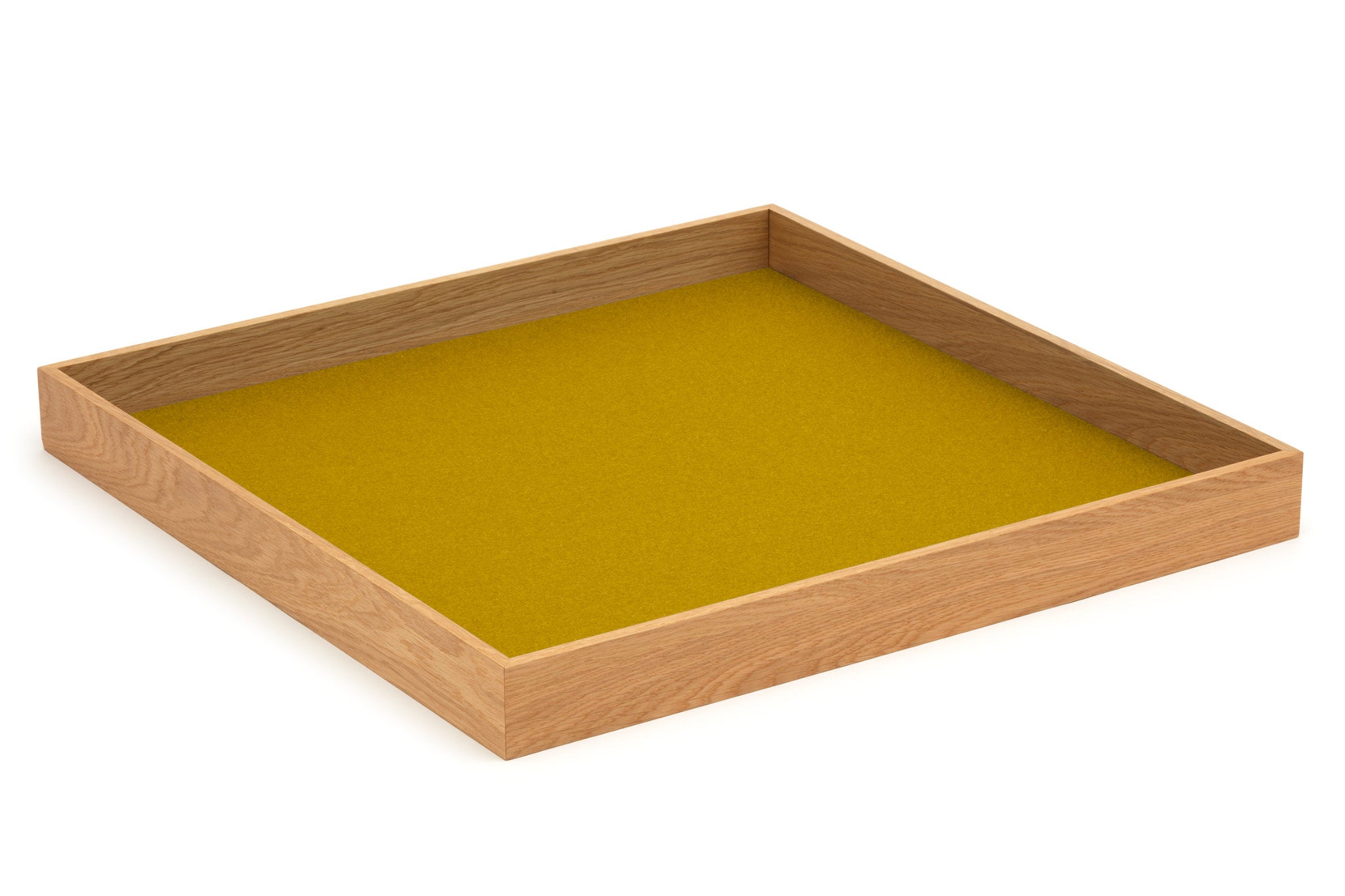 Hey-Sign quadratisches Tablett Tray aus Eiche mit Einlage aus Wollfilz in der Farbe Mustard