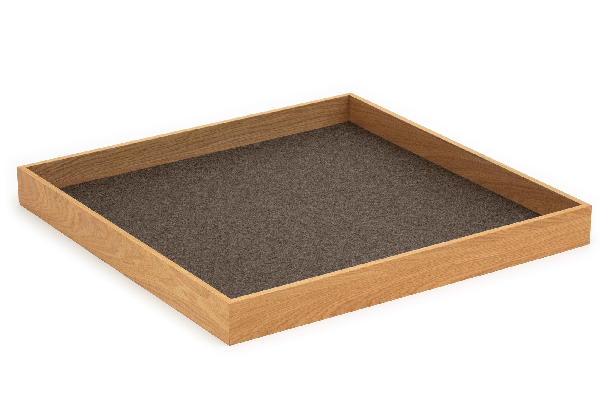 Hey-Sign quadratisches Tablett Tray aus Eiche mit Einlage aus Wollfilz in der Farbe Pepper