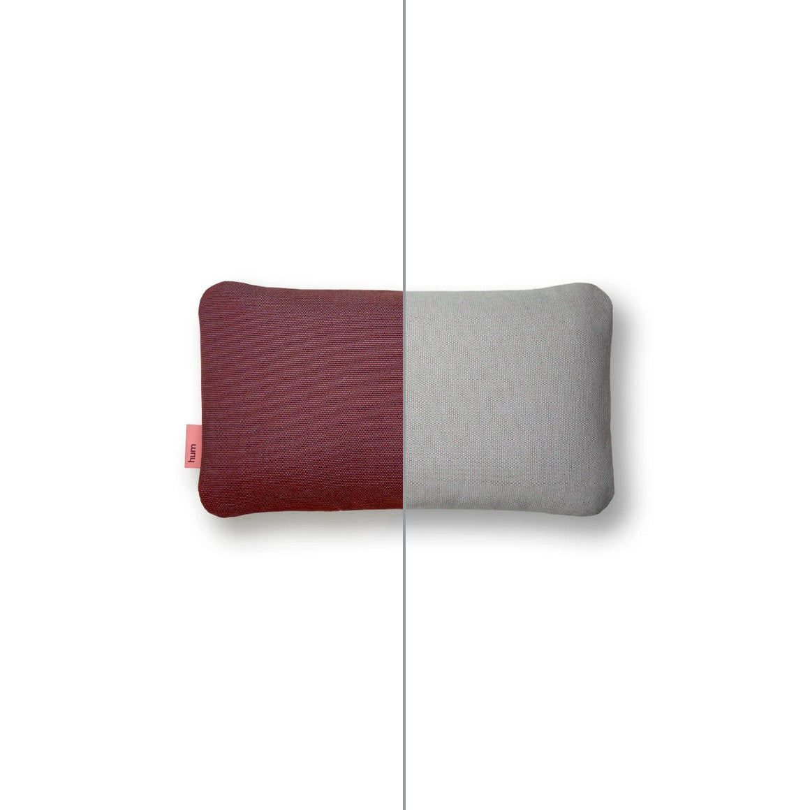 Zweifarbiges quadratisches Hum Outdoor Kissen Größe S in den Farben Merlot und Kreide