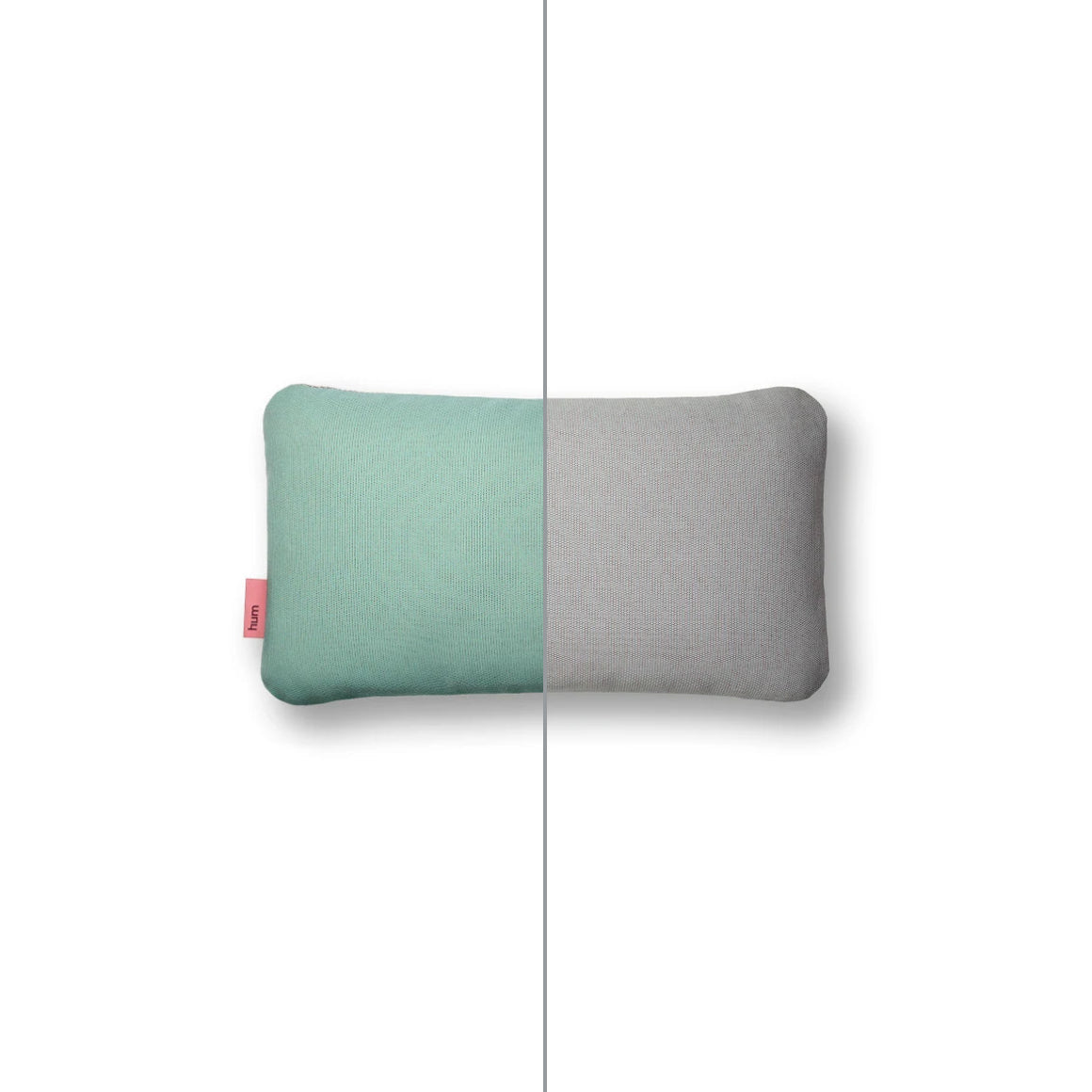 Zweifarbiges quadratisches Hum Outdoor Kissen Größe S in den Farben Türkis und Kreide